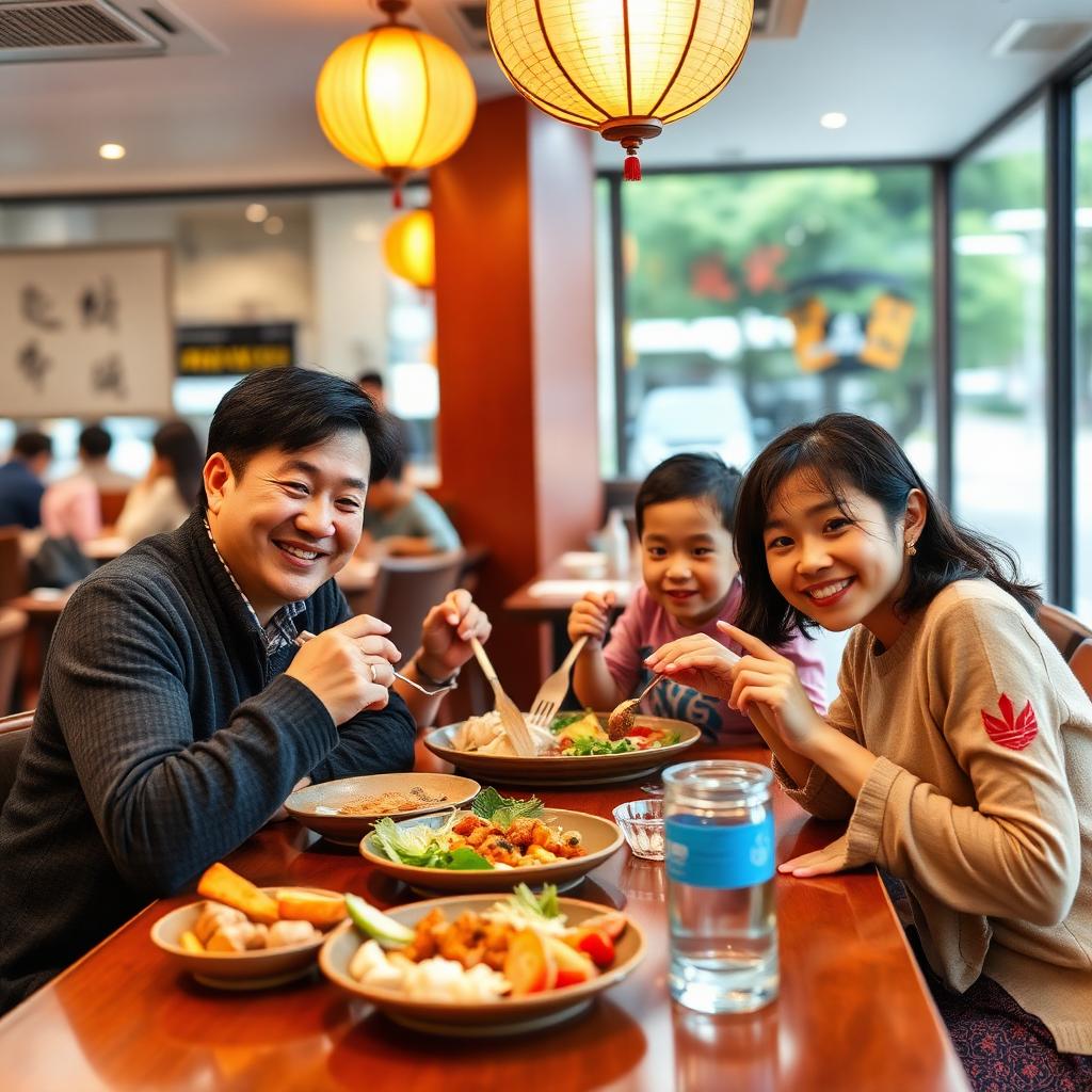 A family sharing a meal together
